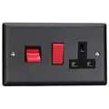 Varilight 45A Cooker Panel With 13A Double Pole Switched Socket Matt Black