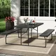 H&O Direct Foldable Picnic Table Bench Set 6 Seater Garden Table Set Black