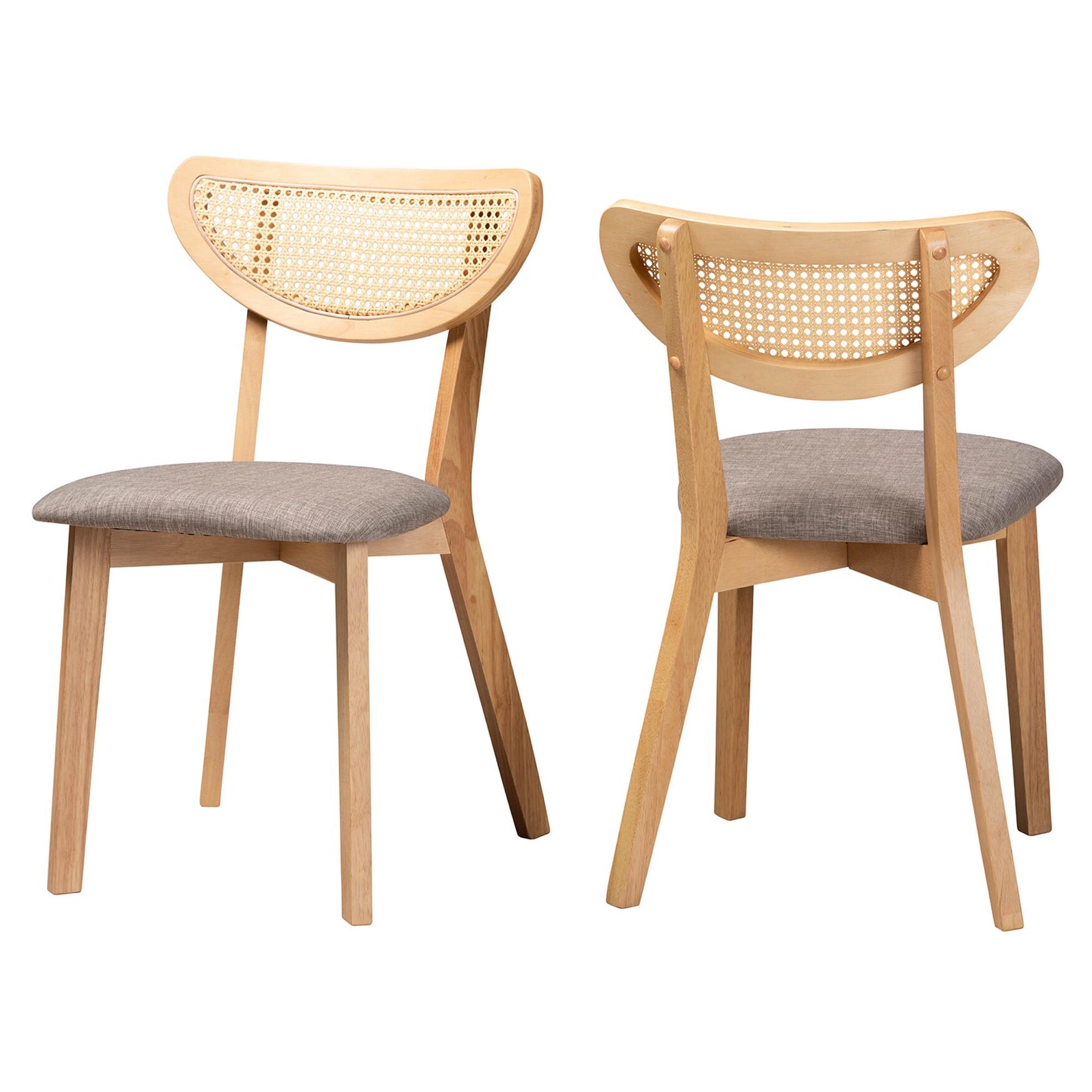 Dannell Mid-Century Modern Cream Fabric And Black Finished Wood Dining Chair by Baxton Studio in Grey Natural Oak