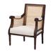 Desmond Traditional French Beige Fabric And Dark Brown Finished Wood Accent Chair by Baxton Studio in Beige Dark Brown