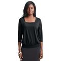 Plus Size Women's Stretch Knit Square Neck Top by The London Collection in Black (Size 1X)