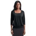 Plus Size Women's Stretch Knit Square Neck Top by The London Collection in Black (Size 2X)