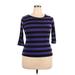 Allegra K Long Sleeve T-Shirt: Purple Stripes Tops - Women's Size 4X