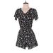 Old Navy Romper V-Neck Short sleeves: Black Floral Rompers - Women's Size X-Small