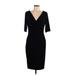 Lauren by Ralph Lauren Casual Dress - Sheath V Neck Short sleeves: Black Solid Dresses - Women's Size 10