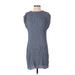 Madewell Cocktail Dress - Shift Crew Neck Short sleeves: Gray Stripes Dresses - Women's Size 2