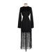 Nasty Gal Inc. Casual Dress - Sheath Crew Neck 3/4 sleeves: Black Print Dresses - New - Women's Size 2