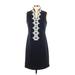 Vince Camuto Casual Dress - Sheath V-Neck Sleeveless: Blue Solid Dresses - Women's Size 4