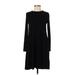 J.Crew Factory Store Casual Dress - A-Line Crew Neck Long sleeves: Black Solid Dresses - Women's Size X-Small