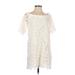 Yoana Baraschi Cocktail Dress - Mini Boatneck Short sleeves: White Print Dresses - Women's Size Small