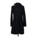 DKNY Wool Coat: Knee Length Black Print Jackets & Outerwear - Women's Size 4