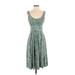 Nine West Casual Dress - Midi: Teal Paisley Dresses - Women's Size 4