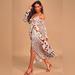 Anthropologie Dresses | Emilia White Floral Print Satin One-Shoulder Maxi Dress Size Small By O.P.T | Color: Red/White | Size: S