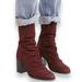 Free People Shoes | Free People Elle Block Heel Nobuck Slouchy Boots In Bordeaux Women’s Size 36 | Color: Brown/Red | Size: 36eu