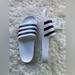 Adidas Shoes | Adidas Adilette Aqua Slides, Women’s 9, Men’s 8, White, Black, Nwt | Color: Black/White | Size: 9