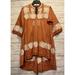 Free People Dresses | Free People New Romantics Womens Doll Face Tunic Dress Tan Mini Embroidered | Color: Gold | Size: Xs