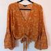 American Eagle Outfitters Tops | American Eagle Boho Bell Sleeve Crop Top | Color: Orange/Purple | Size: M