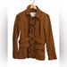 Anthropologie Jackets & Coats | Anthropologie Tabitha Tan/Brown Ruffle Jean Button Up Cotton Jacket Size 4 | Color: Brown/Tan | Size: 4