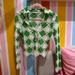 Zara Tops | Long Sleeve Crochet Zara Top | Color: Green/White | Size: Xs