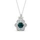 GAVIK Lab Created CVD HPHT DEF Diamond And London Blue Topaz Floral Halo Pendant Necklace 14k Yellow Gold Pendant Necklace