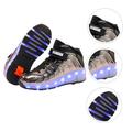 Milisten 1 Pair Single Wheel Led Walking Shoes Led Board Shoes Casual Shoes Stylish Girl Shoes Led Kids Shoes Fashion Boys Shoes USB Wheel Shoes High Stripping Pu Child Black Silver