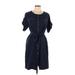 Jones New York Signature Casual Dress - Shirtdress: Blue Dresses - Women's Size 12