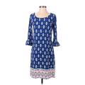 Lilly Pulitzer Casual Dress - Shift Scoop Neck 3/4 sleeves: Blue Dresses - Women's Size Small