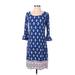 Lilly Pulitzer Casual Dress - Shift Scoop Neck 3/4 sleeves: Blue Dresses - Women's Size Small
