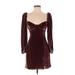 Wilfred Casual Dress - Mini Sweetheart Long sleeves: Burgundy Print Dresses - Women's Size 0