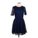 ASOS Casual Dress - Mini Crew Neck Short sleeves: Blue Print Dresses - Women's Size 10