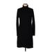 Banana Republic Casual Dress - Sweater Dress Turtleneck Long sleeves: Black Solid Dresses - Women's Size Large