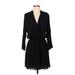 Eight Sixty Casual Dress - Shirtdress: Black Solid Dresses - Women's Size Small