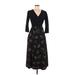 Wayward Fancies Casual Dress - Midi V-Neck 3/4 sleeves: Black Dresses - Women's Size Medium