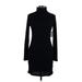 SO Casual Dress - Sweater Dress High Neck Long sleeves: Black Print Dresses - New - Women's Size Large