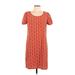 Alya Casual Dress - Mini Scoop Neck Short sleeves: Orange Dresses - Women's Size Large