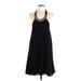 Aqua Cocktail Dress - A-Line Halter Sleeveless: Black Solid Dresses - Women's Size Large