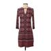 White House Black Market Casual Dress - Party Crew Neck 3/4 sleeves: Burgundy Dresses - Women's Size 2X-Small