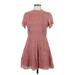 Blu Pepper Casual Dress - Mini High Neck Short sleeves: Pink Dresses - Women's Size Medium