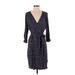 Lucky Brand Casual Dress - Wrap: Blue Print Dresses - Women's Size Small