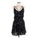 LA Hearts Casual Dress - Mini V-Neck Sleeveless: Black Print Dresses - New - Women's Size Large