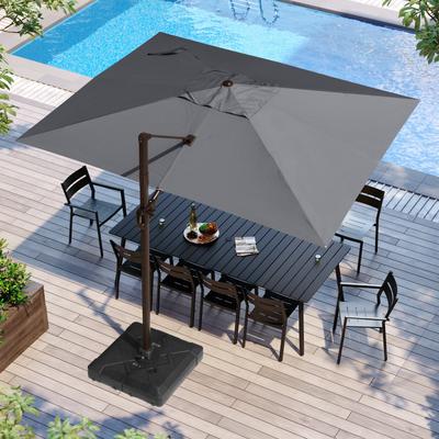 12 x 9 ft Outdoor Shade Parasol Patio Offset Cantilever Umbrella with Weights Base