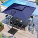 9 x 12 ft Outdoor Shade Parasol Patio Offset Cantilever Umbrella with Weights Base Stand