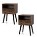 Set of 2 Nightstand Side Table with Hidden Drawer and Open Shelf