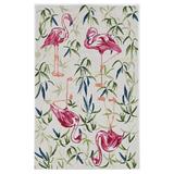 2'x4' Ivory Pink Hand Hooked Flamingo Indoor Accent Rug - 3'6" Round