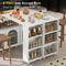 Kitchen Cart with Movable Extended Table,Kitchen Island on Wheels with Power Outlets,2 Fluted Glass Doors,3 Open Shelves