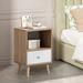 Natural/White Nightstands Set of 2 Wood Sofa Side Table with Pull-Out Storage Drawer and Open Shelf, Bedside Tables Organizer