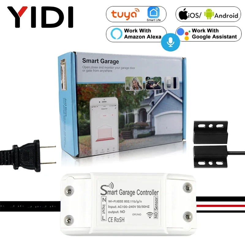 Tuya WiFi contrôleur de porte de Garage intelligent ouvre-porte moniteur capteur détecteur, Smartphone télécommande sans fil commande vocale Alexa Google Home