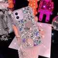 Étuis de téléphone en diamant de cristal de sucette pour femmes couvertures mobiles Bling Glitter