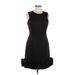 Donna Ricco Casual Dress - Mini Crew Neck Sleeveless: Black Solid Dresses - Women's Size 8