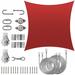 Colourtree Square Sun Shade Sail w/ Installation Winch Kit Set, Stainless Steel in Red | 192 W x 192 D in | Wayfair TAWAL-R--TAPS16-5
